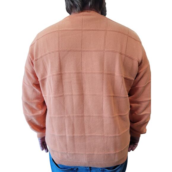 1990s Izod Sweater Mens XL Bright Orange Cotton Knit Vintage Y2K Retro Dadcore - Picture 4 of 10